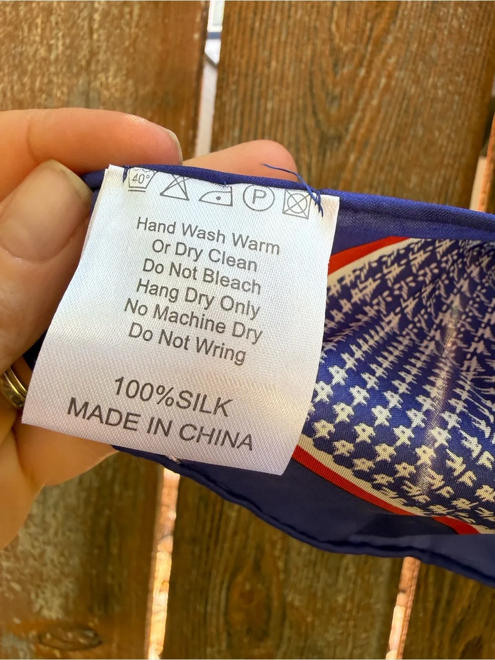 Wyoming Traders Blue Red Geometric Silk Square Scarf NWT